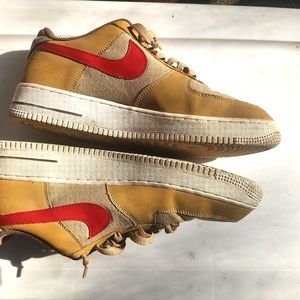 Nike Air Force 1 Tan Red Sneakers Size 11